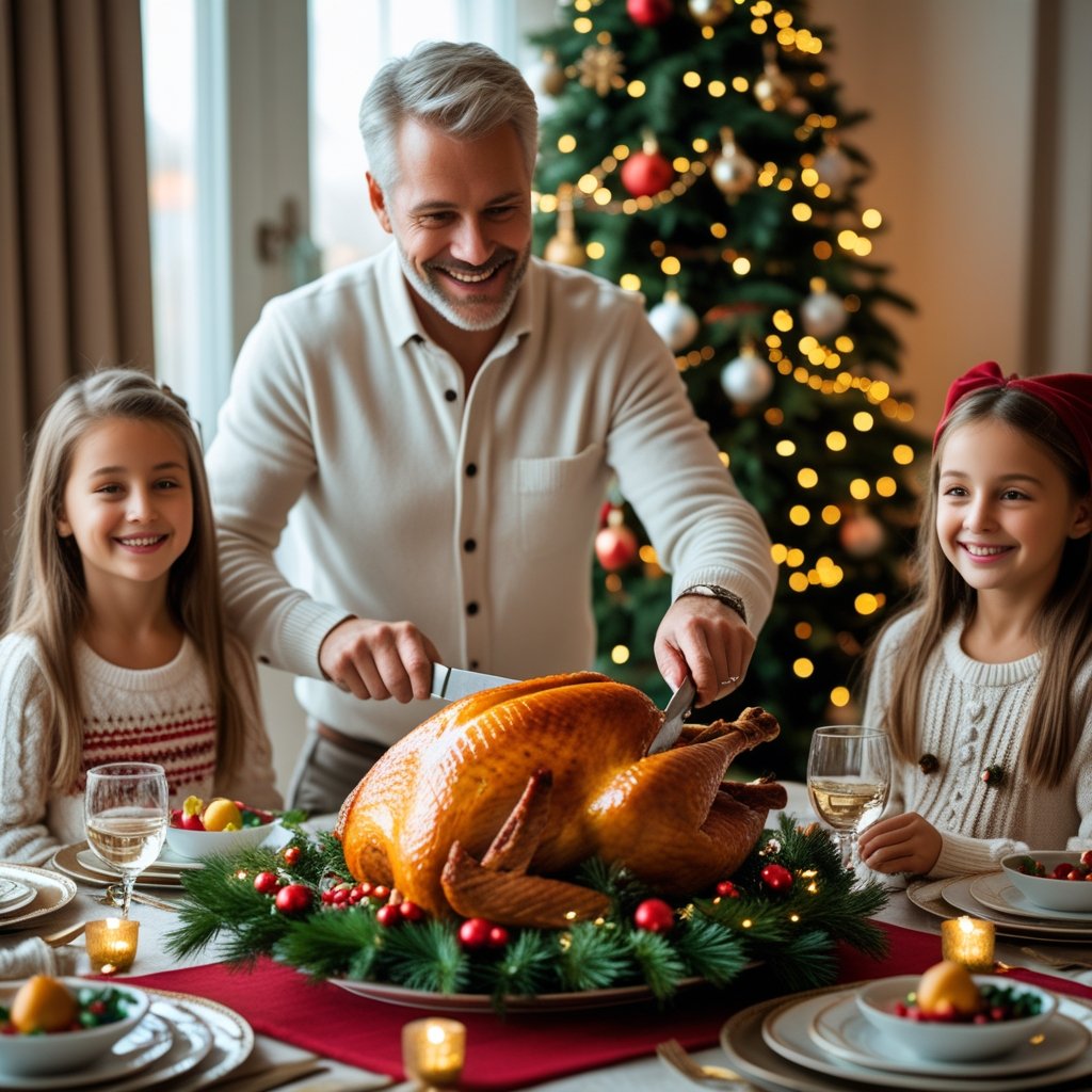 Carving a Christmas Turkey on Christmas Day