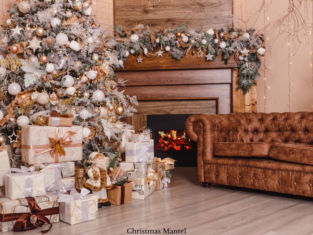 Elegant Christmas Mantel in Pink and white