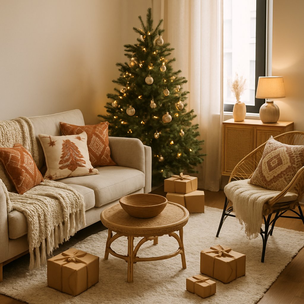 christmas Textiles and textures, xmas cushions and throws on sofa and chair