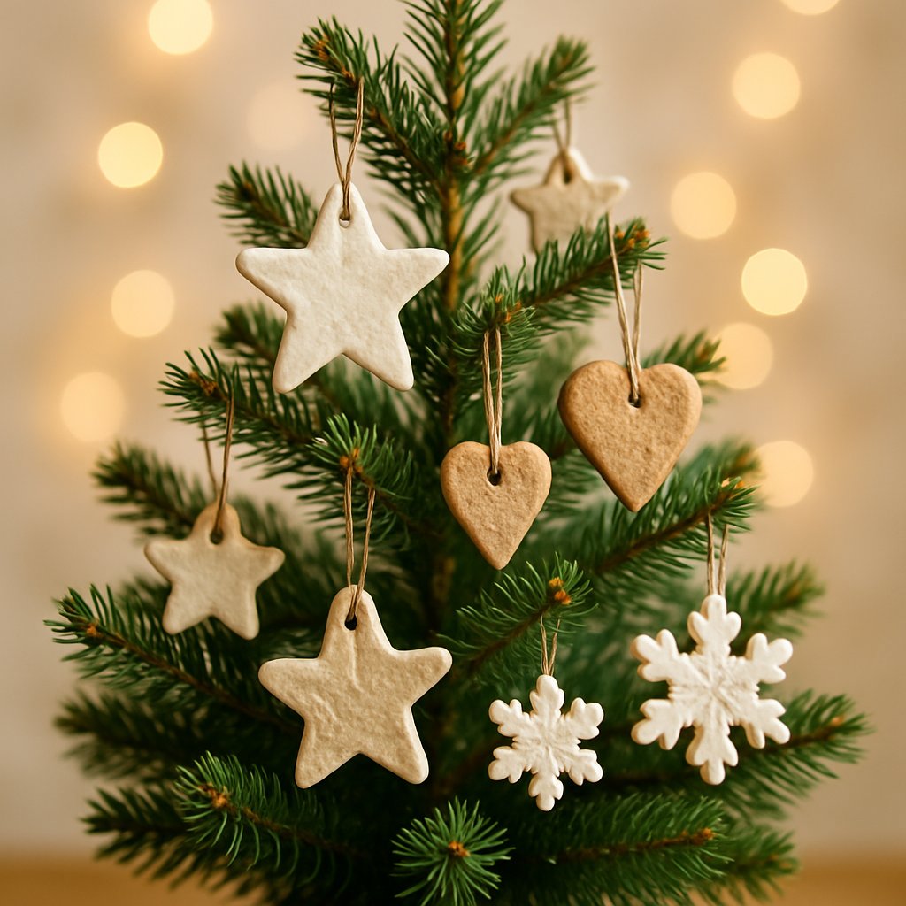 salt dough ornaments on small christmas tree