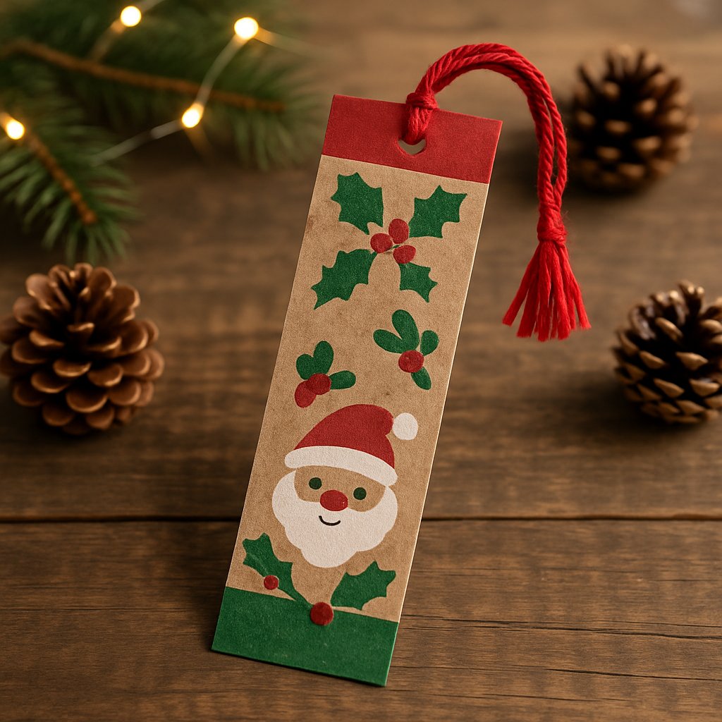 homemade christmas bookmark from cereal box