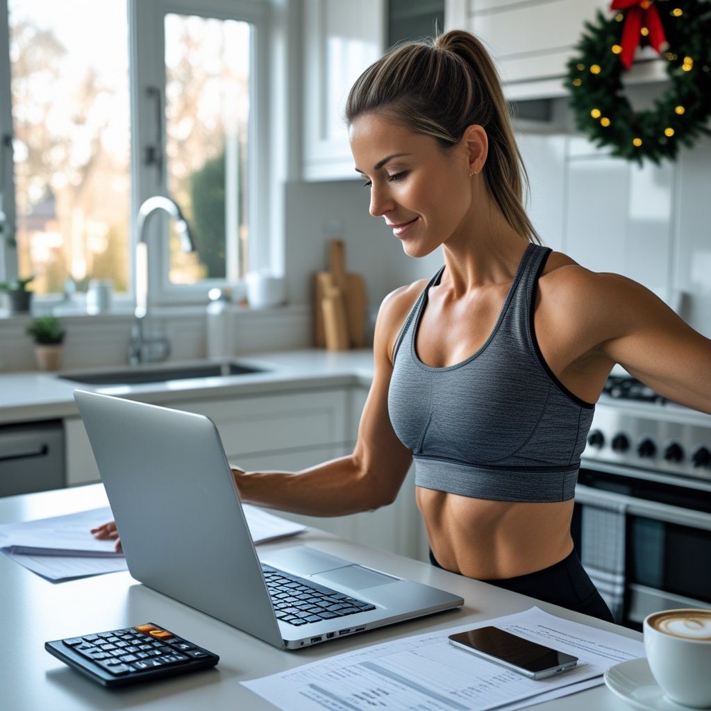 Using a Christmas Budget Worksheets and Tools on a laptop