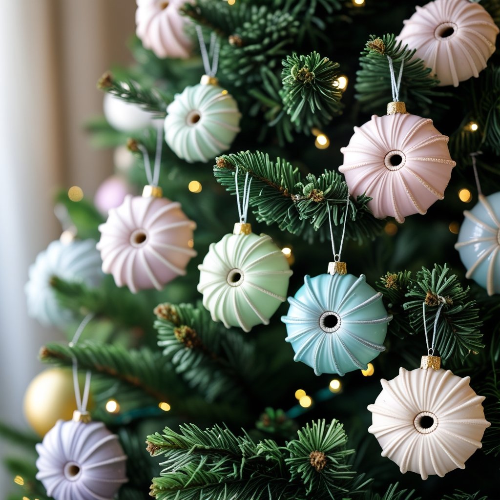 sea shells made into Xmas Baubles