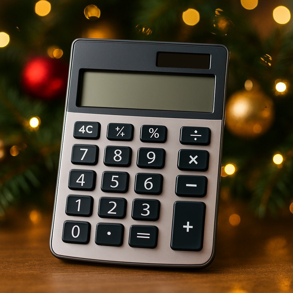Calculator working out Christmas Budgets, and expenses