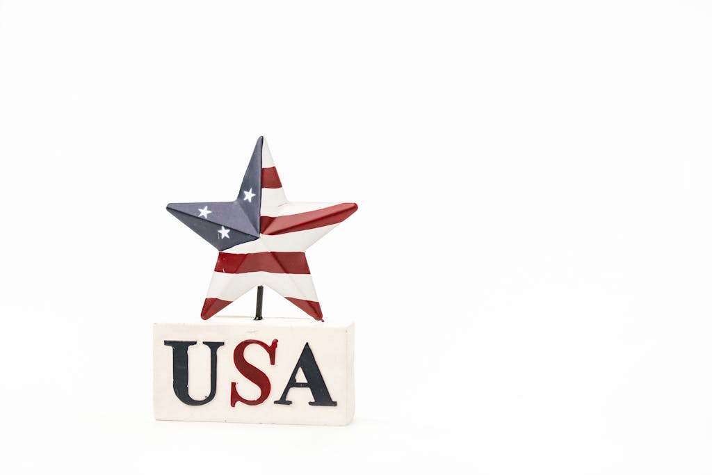 A decorative star with the USA letters, evoking patriotism and American pride.