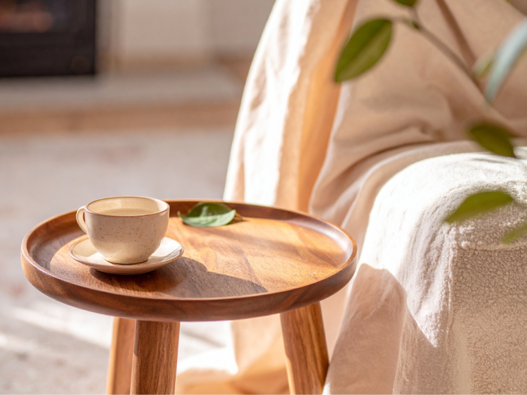 cosy home interior with warm lighting and soft textures that feels like a hotel retreat