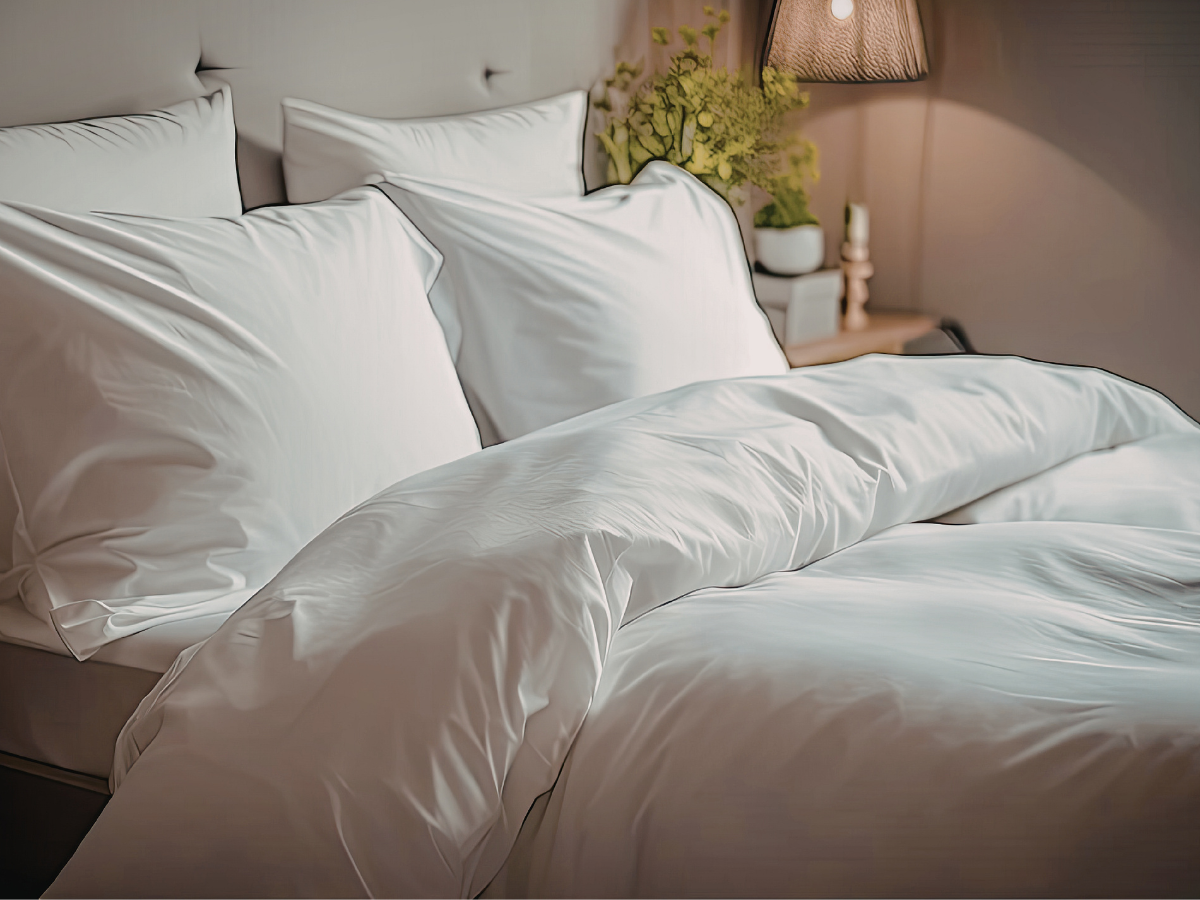 Freshly Made bed in a new home for that holiday at home feeling