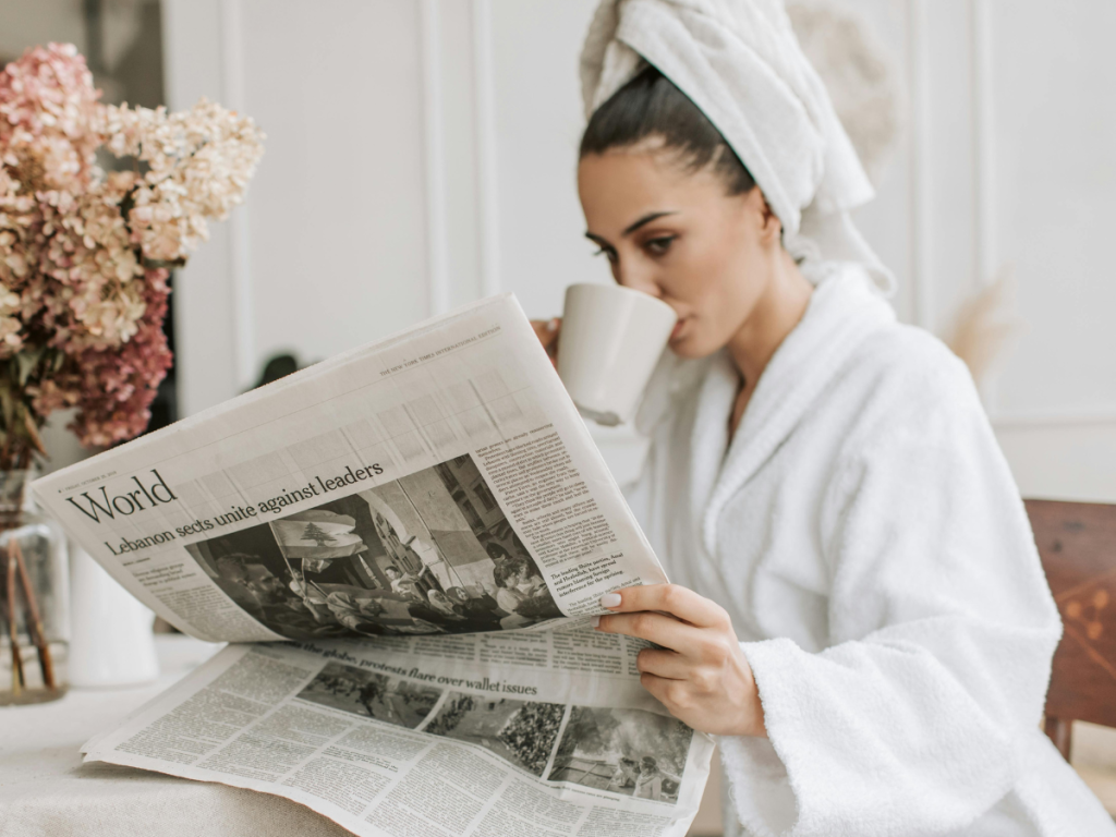 Sipping Coffee as Part of a hotel inspired morning Routine