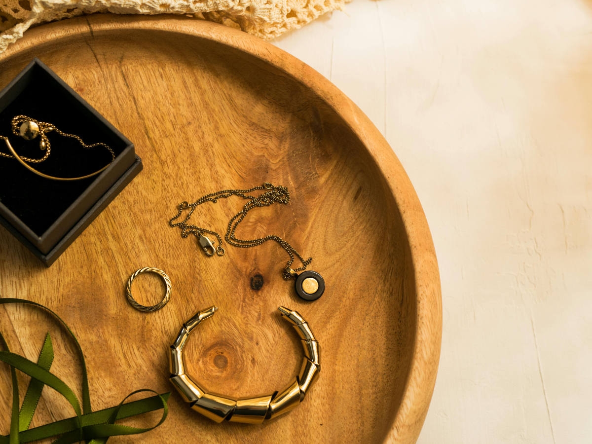 styled home accessories on wooden tray — easy home styling tips for a luxury feel on a budget