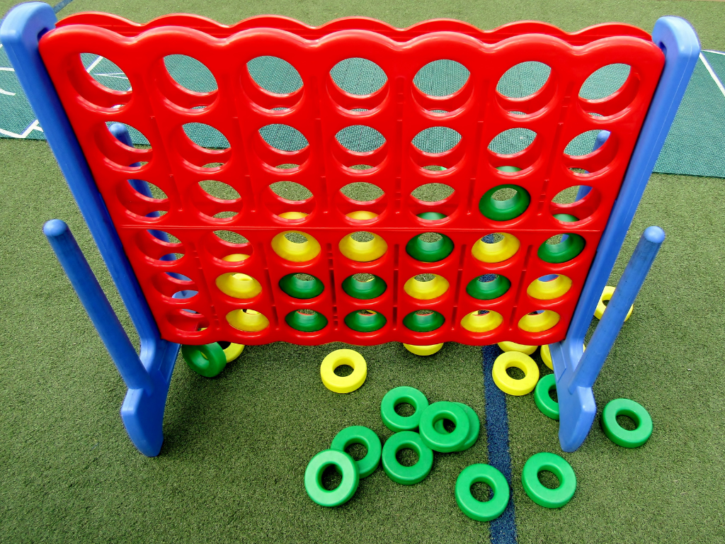 Giant Connect Four in a garden Lawn