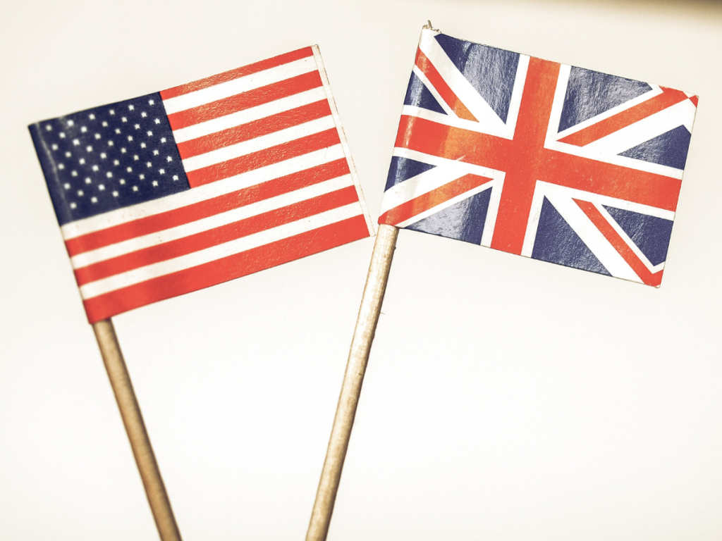 American and British Flags together