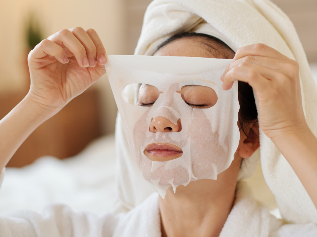 Pink collagen jelly mask — Pink collagen jelly gel overnight face mask applied before bed for glass skin glow