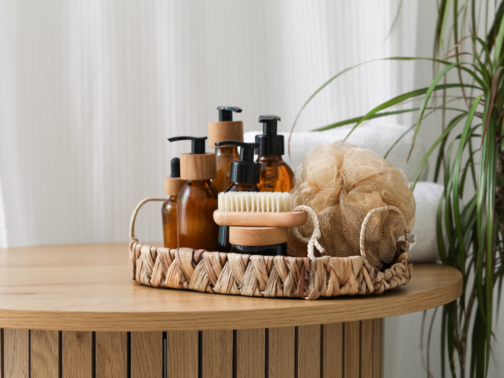Rattan Bathroom organiser counter top tray 