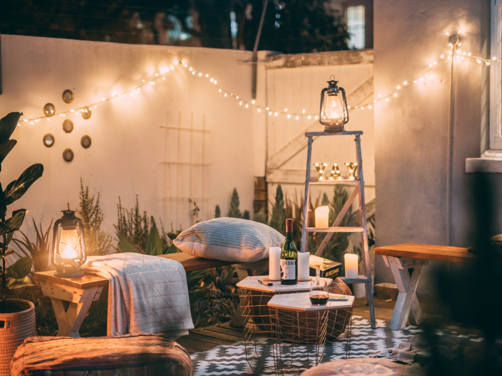lanterns dotted about alongside your fairy lights for that warm glow at a garden party