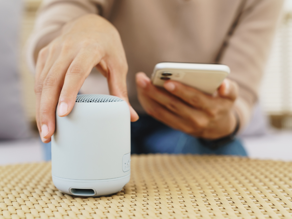 Setting up a portable Bluetooth speaker for music at party