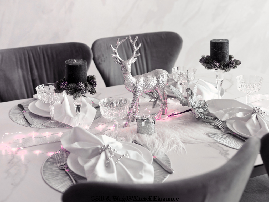 Black and white Christmas Table centerpiece