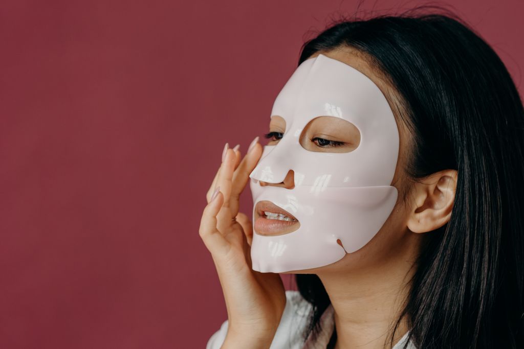 Pink collagen jelly mask — Pink collagen jelly gel overnight face mask applied before bed for glass skin glow